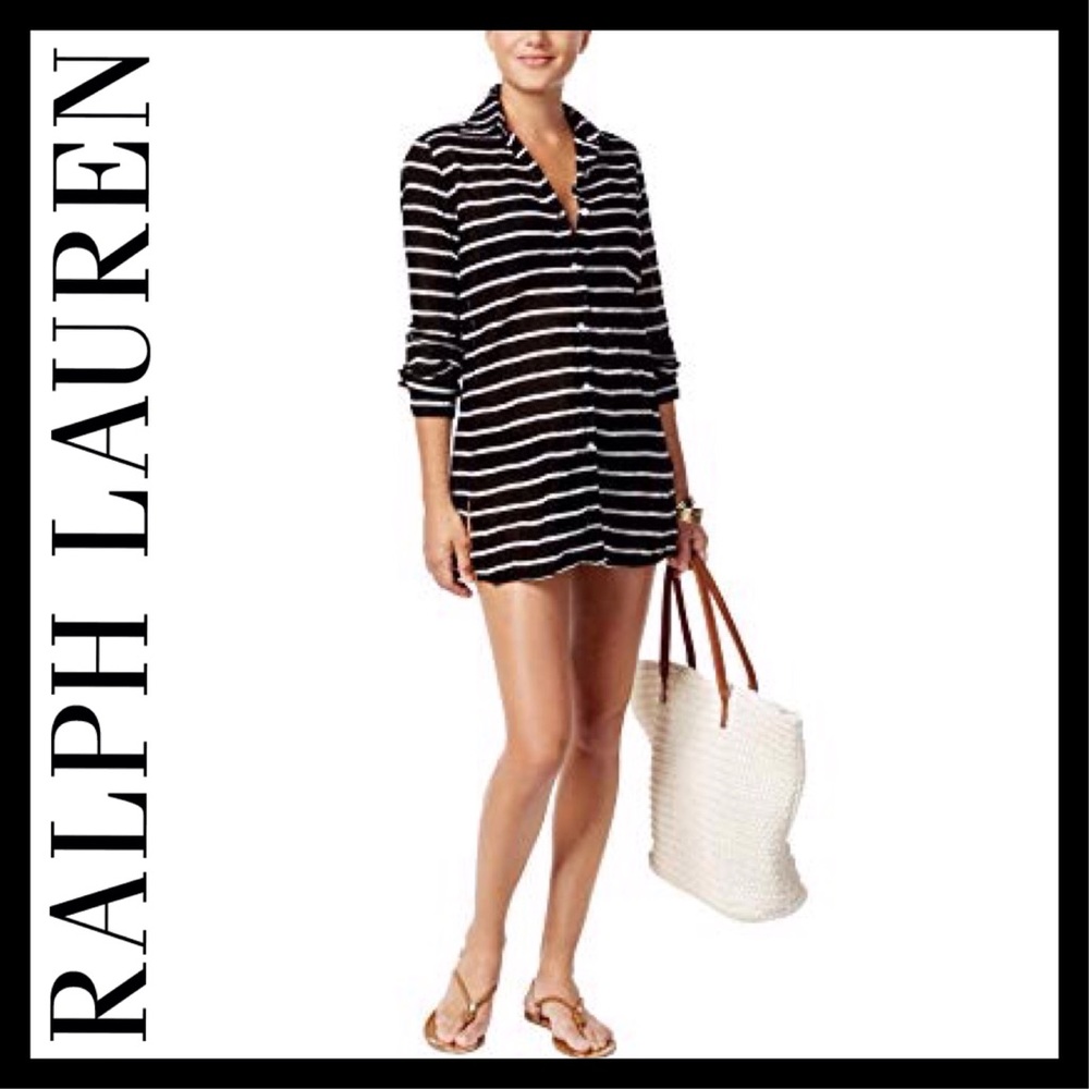 Lauren Ralph Lauren Striped Camp Shirt Coverup